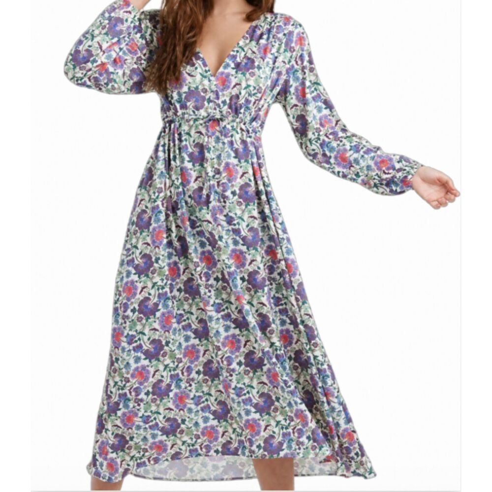 Summersalt Womens Plus Size 2XL The Cinched Waist Caftan Dress in Vintage Floral